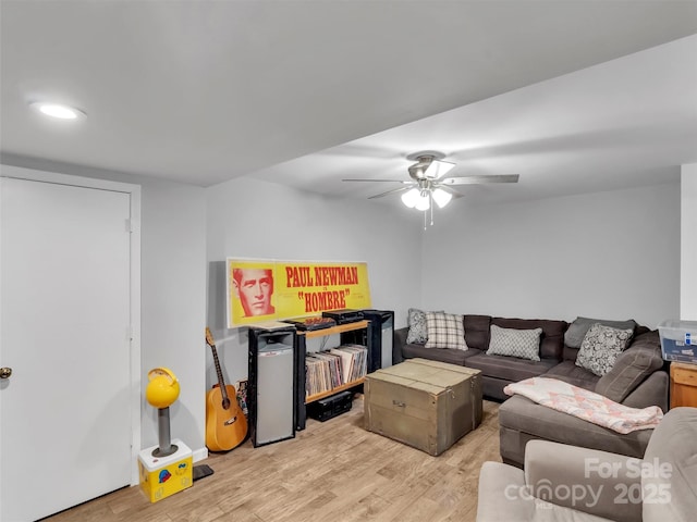 49 Trimont Mountain Trl, Franklin, NC 28734 - living room featuring light wood-style floors, ceiling fan, and recessed lighting