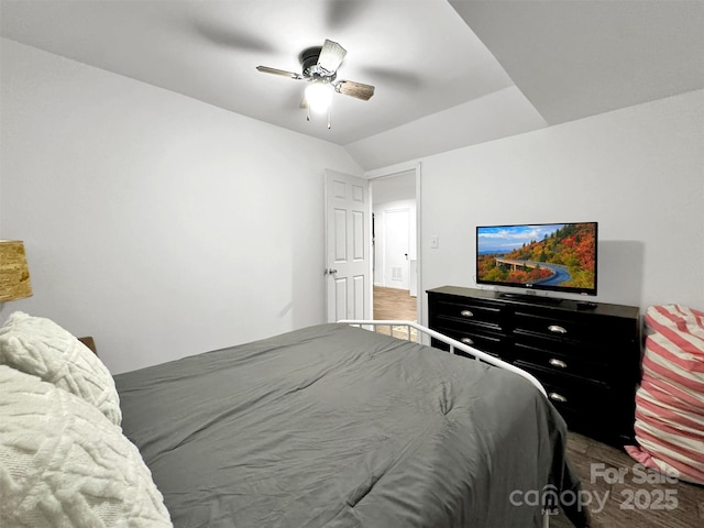 49 Trimont Mountain Trl, Franklin, NC 28734 - bedroom featuring lofted ceiling and ceiling fan