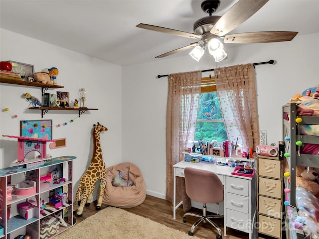 49 Trimont Mountain Trl, Franklin, NC 28734 - office area featuring ceiling fan, wood finished floors, and baseboards