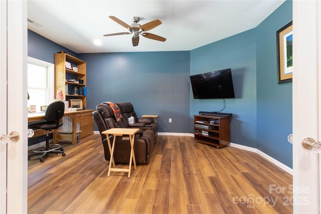33 Freedom Dr, Waynesville, NC 28786 - home office with ceiling fan, wood finished floors, and baseboards