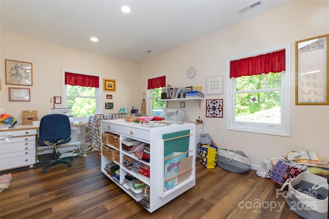 33 Freedom Dr, Waynesville, NC 28786 - home office with dark wood-type flooring and recessed lighting