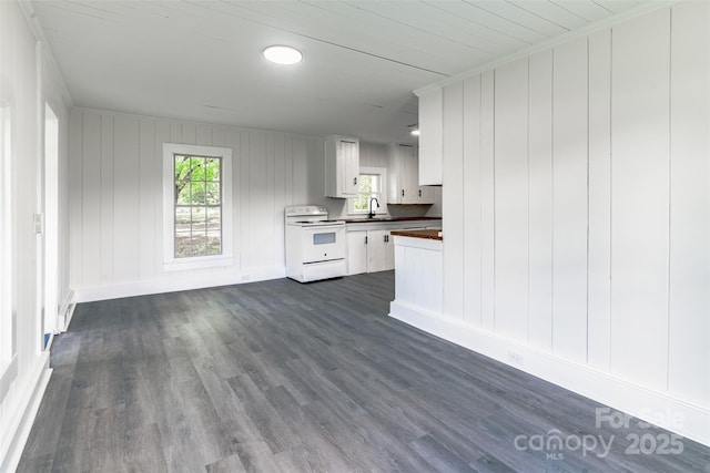 615 Irish Potato Rd, Concord, NC 28025 - kitchen with electric stove, healthy amount of natural light, dark wood-style flooring, and a sink