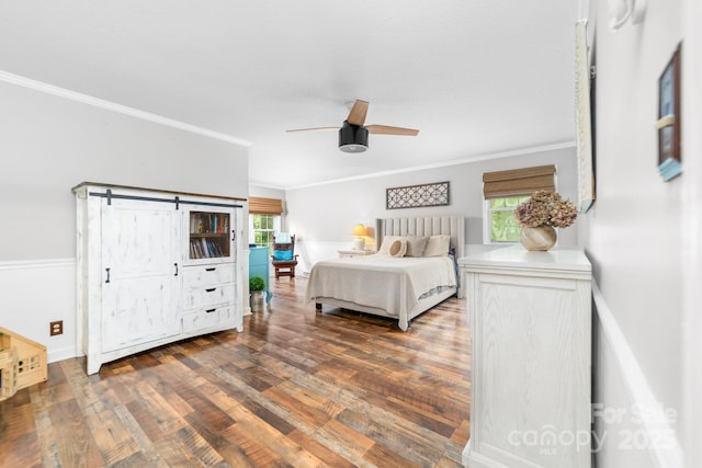120 Labans Ln, Lincolnton, NC 28092 - bedroom with crown molding, wood finished floors, multiple windows, and a ceiling fan