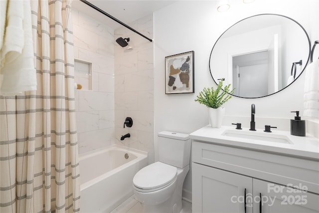 4017 Sulkirk Rd, Charlotte, NC 28210 - bathroom featuring toilet, shower / tub combo, and vanity
