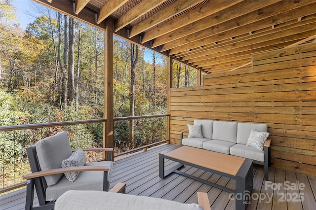 1081 Hicks Rd Unit B, Highlands, NC 28741 - wooden terrace featuring an outdoor hangout area