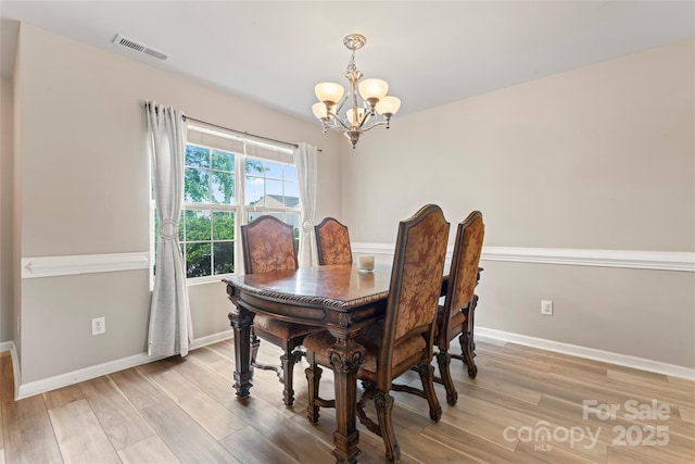 3996 Heather View Ln, Winston Salem, NC 27127 - dining space featuring a chandelier, light wood-style flooring, and baseboards