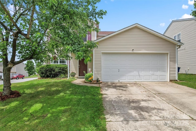 3996 Heather View Ln, Winston Salem, NC 27127 - view of front of house with driveway, an attached garage, and a front lawn