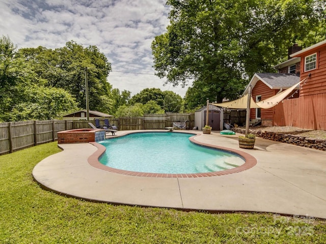2666 Hill Ln, Gastonia, NC 28054 - view of swimming pool featuring a fenced backyard, a patio, and view of wooded area