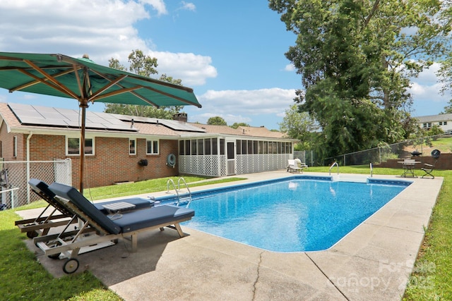 318 Old Leicester Hwy, Asheville, NC 28806 - view of pool featuring a sunroom, a patio area, and a fenced backyard