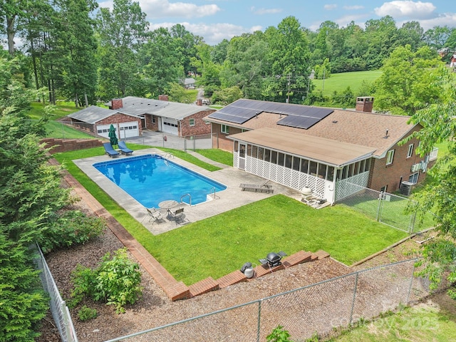 318 Old Leicester Hwy, Asheville, NC 28806 - view of pool featuring a sunroom, a fenced backyard, a patio area, and a gate