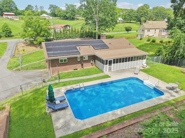 318 Old Leicester Hwy, Asheville, NC 28806 - view of pool featuring a sunroom, a patio, and a fenced backyard