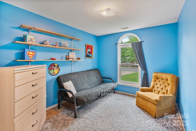 4810 Shea Ct, Monroe, NC 28110 - living area with a textured ceiling, carpet flooring, and baseboards