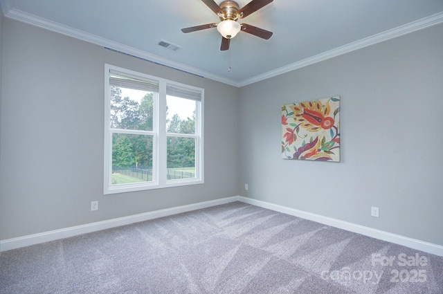 1327 Springlake Rd, York, SC 29745 - carpeted empty room featuring ornamental molding, baseboards, and ceiling fan