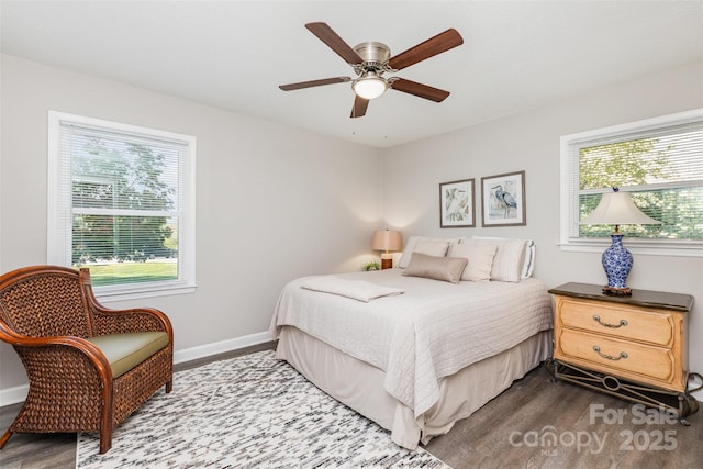1041 Brawley School Rd, Mooresville, NC 28117 - bedroom with wood finished floors, baseboards, and a ceiling fan