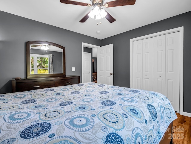 2301 Saratoga Run, Morganton, NC 28655 - bedroom with wood finished floors, a closet, and a ceiling fan