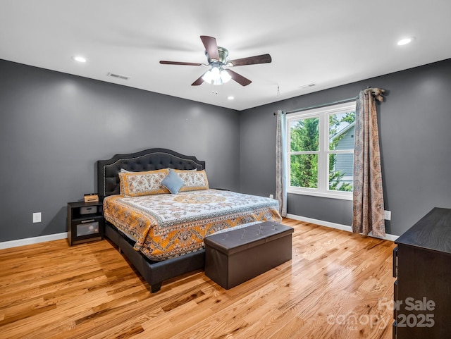 2301 Saratoga Run, Morganton, NC 28655 - bedroom featuring baseboards, light wood-style flooring, a ceiling fan, and recessed lighting