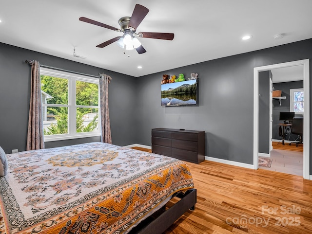 2301 Saratoga Run, Morganton, NC 28655 - bedroom with wood finished floors, baseboards, recessed lighting, and a ceiling fan