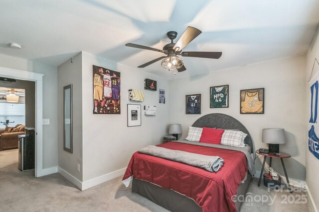 2112 Balting Glass Dr, Indian Trail, NC 28079 - bedroom with light carpet, baseboards, and a ceiling fan