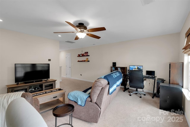 417 Brier Knob Dr, Fort Mill, SC 29715 - carpeted office space featuring ceiling fan and recessed lighting