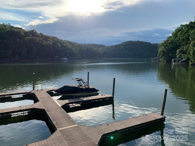 552 High Trail Dr, Nebo, NC 28761 - dock area with a forest view and a water view