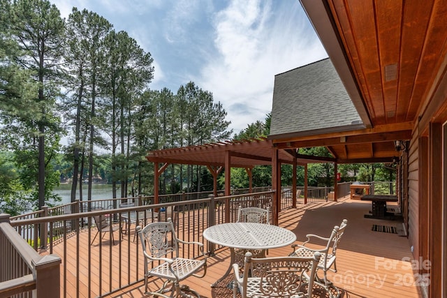 5362 Beacon Ridge Dr, Granite Falls, NC 28630 - wooden terrace featuring a water view and view of wooded area