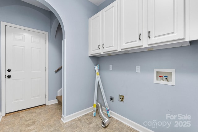 5362 Beacon Ridge Dr, Granite Falls, NC 28630 - washroom featuring cabinet space, washer hookup, hookup for an electric dryer, and baseboards
