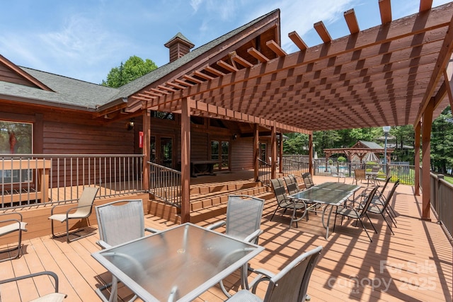 5362 Beacon Ridge Dr, Granite Falls, NC 28630 - deck featuring outdoor dining area and a pergola