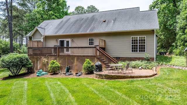 5362 Beacon Ridge Dr, Granite Falls, NC 28630 - back of property featuring a yard, a patio, and a deck