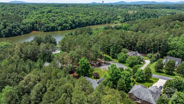 5362 Beacon Ridge Dr, Granite Falls, NC 28630 - aerial view of property and surrounding area featuring a heavily wooded area and a water and mountain view