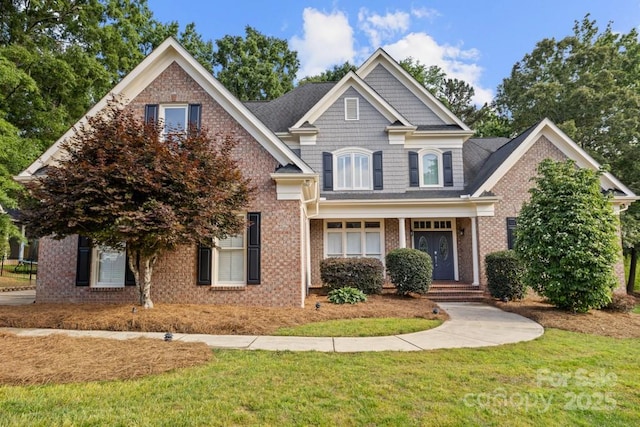 9219 Whispering Wind Dr, Charlotte, NC 28277 - craftsman inspired home featuring a front yard and brick siding