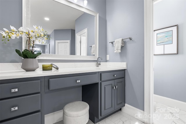 9219 Whispering Wind Dr, Charlotte, NC 28277 - bathroom featuring marble finish flooring, vanity, and baseboards