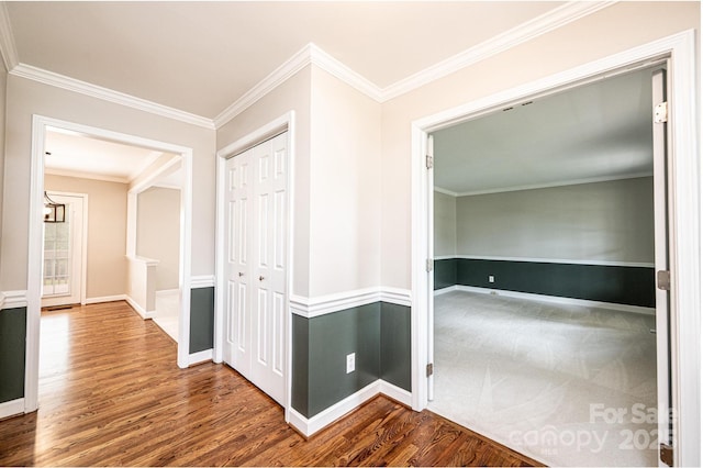 2728 Touchstone Cir, Newton, NC 28658 - hall with wood finished floors, ornamental molding, and baseboards