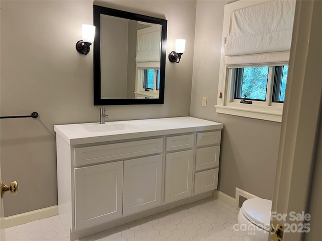 185 Greenstoke Loop, Tryon, NC 28782 - bathroom featuring vanity, baseboards, toilet, and tile patterned floors
