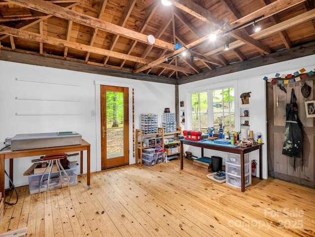 185 Greenstoke Loop, Tryon, NC 28782 - misc room with wood-type flooring, wooden ceiling, and plenty of natural light