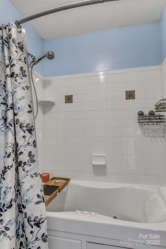 619 Beaverdam Rd, Asheville, NC 28804 - full bathroom with shower / tub combo and a textured ceiling