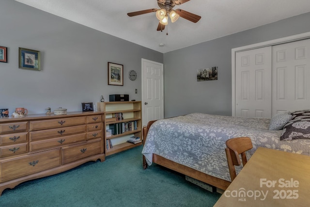 619 Beaverdam Rd, Asheville, NC 28804 - carpeted bedroom featuring a closet and ceiling fan
