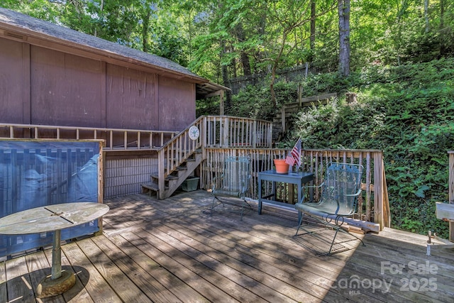 619 Beaverdam Rd, Asheville, NC 28804 - wooden deck featuring stairway