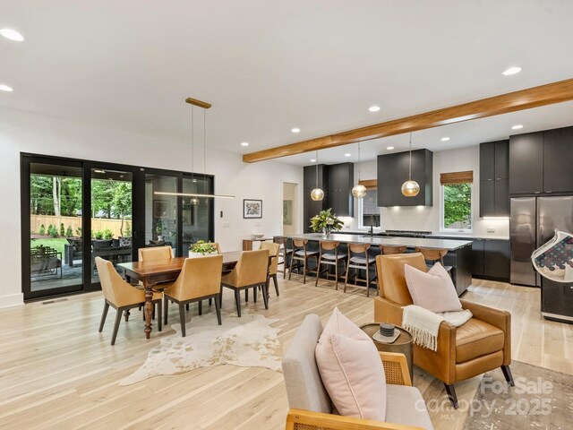 112 Manning Dr, Charlotte, NC 28209 - dining area featuring light wood-type flooring and recessed lighting
