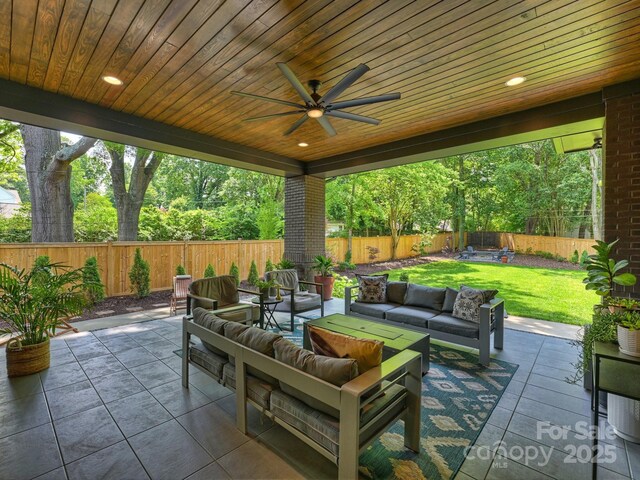112 Manning Dr, Charlotte, NC 28209 - view of patio with outdoor lounge area and ceiling fan