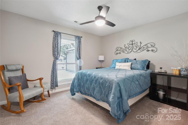 3807 Sweetgrass Ln, Charlotte, NC 28226 - bedroom featuring carpet floors, a textured ceiling, and ceiling fan