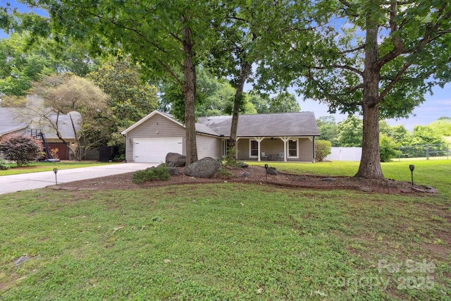 3807 Sweetgrass Ln, Charlotte, NC 28226 - single story home featuring concrete driveway, a garage, and covered porch