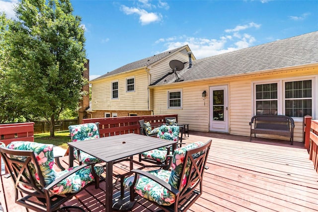 1104 Colony Ct, Gastonia, NC 28056 - wooden deck featuring outdoor dining space