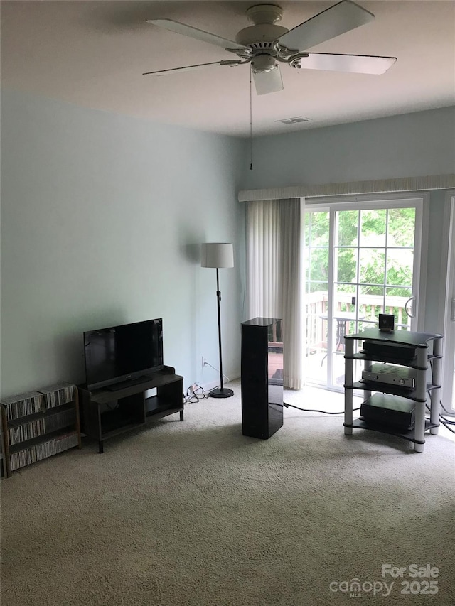 19157 Mallard Dr, Fort Mill, SC 29707 - carpeted living room with ceiling fan