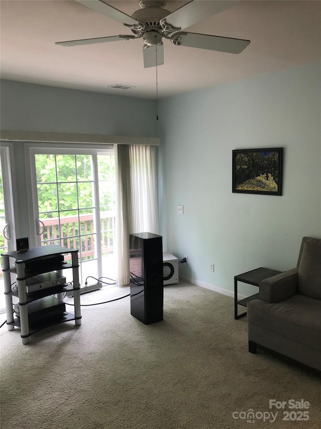 19157 Mallard Dr, Fort Mill, SC 29707 - carpeted living room with ceiling fan