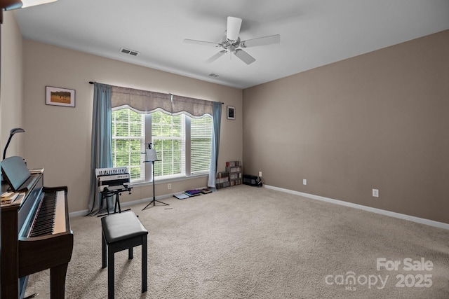 19157 Mallard Dr, Fort Mill, SC 29707 - home office with baseboards, a ceiling fan, and carpet floors