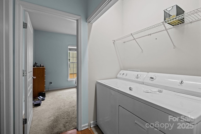 19157 Mallard Dr, Fort Mill, SC 29707 - washroom featuring separate washer and dryer, carpet flooring, and baseboards