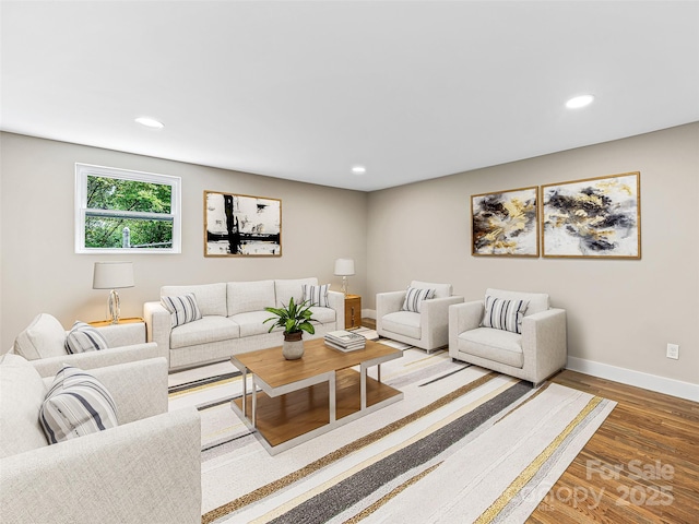 162 Courtland Pl, Asheville, NC 28801 - living room with baseboards, wood finished floors, and recessed lighting