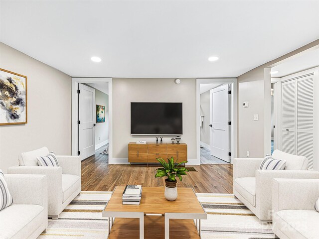 162 Courtland Pl, Asheville, NC 28801 - living area featuring wood finished floors, recessed lighting, and baseboards