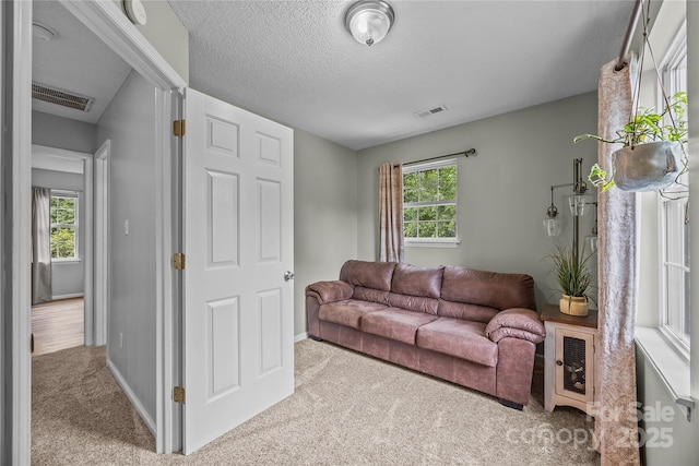 7830 Sarah Dr, Denver, NC 28037 - carpeted living room with a textured ceiling and baseboards