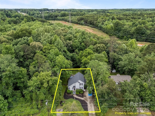 7830 Sarah Dr, Denver, NC 28037 - view from above of property with a forest and property boundaries highlighted